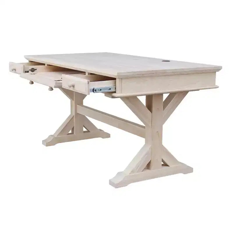Executive Desk with Canyon Base Unfinished - International Concepts: Modern Hardwood Office, 60-Inch Surface