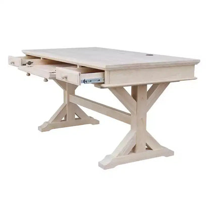 Executive Desk with Canyon Base Unfinished - International Concepts: Modern Hardwood Office, 60-Inch Surface