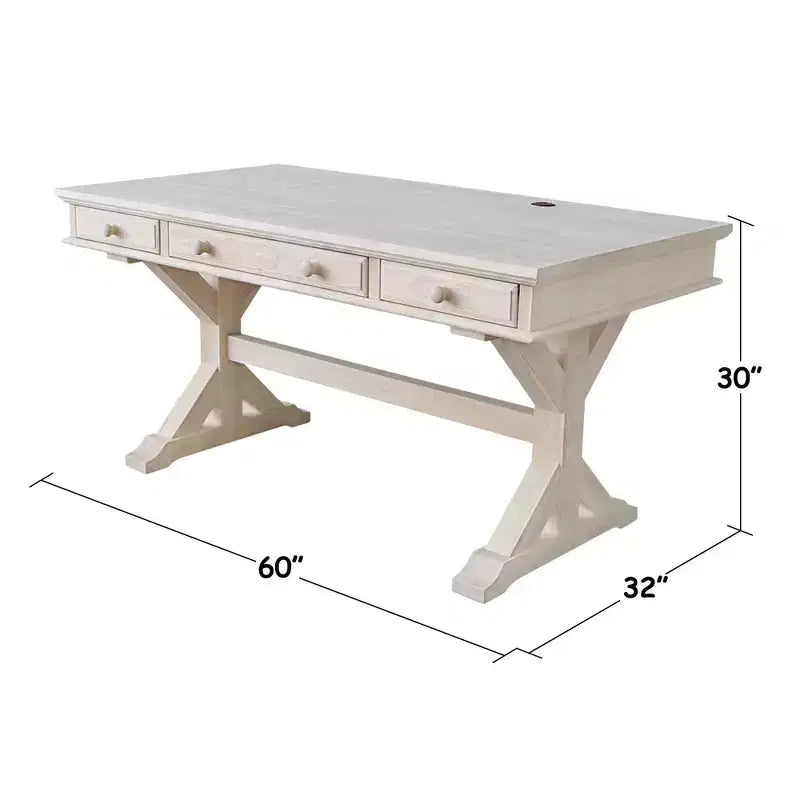 Executive Desk with Canyon Base Unfinished - International Concepts: Modern Hardwood Office, 60-Inch Surface