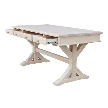 Executive Desk with Canyon Base Unfinished - International Concepts: Modern Hardwood Office, 60-Inch Surface