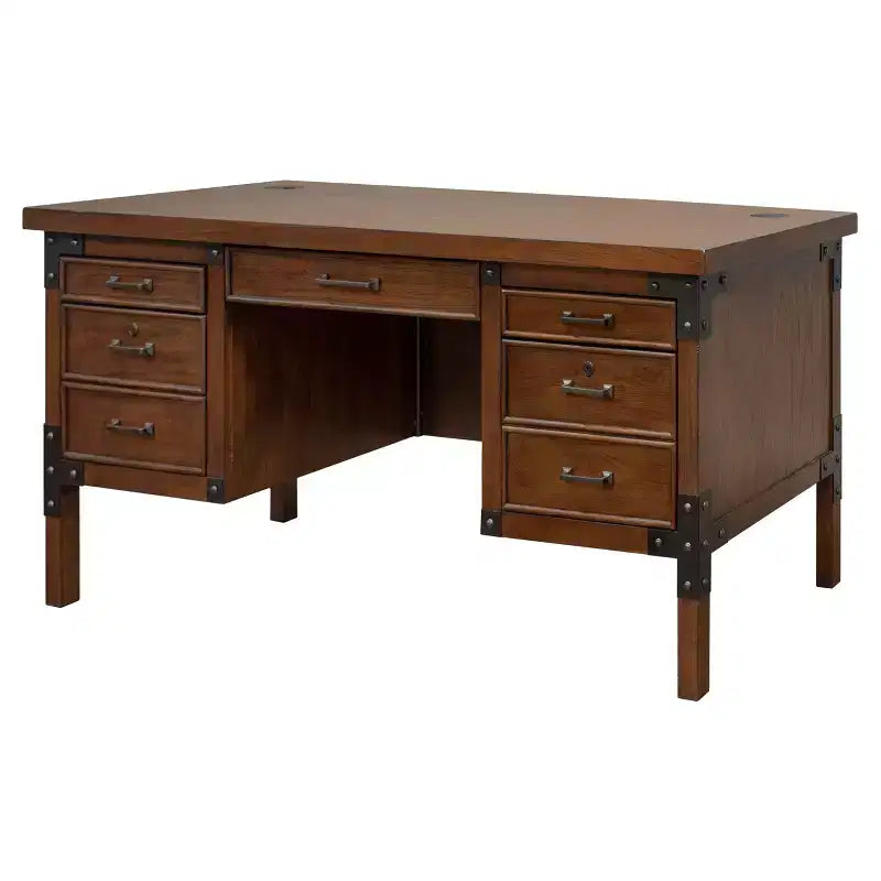 Martin Furniture Scrivania Addison a mezza colonna, Auburn: Robusti mobili per ufficio con archivio, nessun assemblaggio richiesto