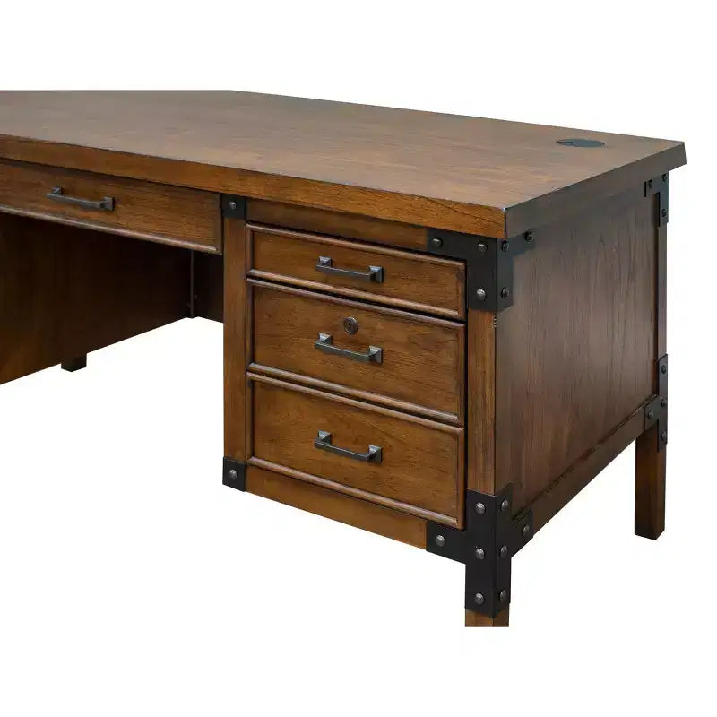 Martin Furniture Scrivania Addison a mezza colonna, Auburn: Robusti mobili per ufficio con archivio, nessun assemblaggio richiesto