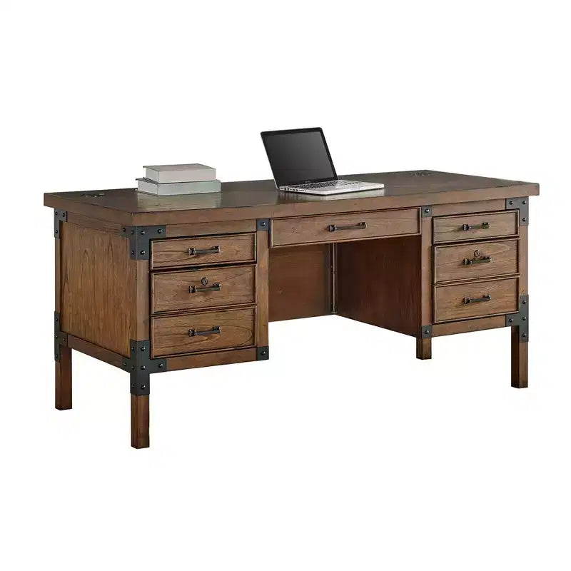 Martin Furniture Scrivania Addison a mezza colonna, Auburn: Robusti mobili per ufficio con archivio, nessun assemblaggio richiesto
