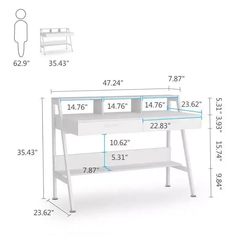 LITTLE TREE 47" Modern Computer Desk White