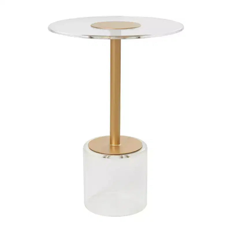 Olivia & May Acrylic Accent Table: Gold Stand, No Assembly, Indoor Use, Modern Style, 23" Height