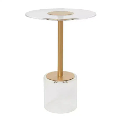 Olivia & May Acrylic Accent Table: Gold Stand, No Assembly, Indoor Use, Modern Style, 23" Height