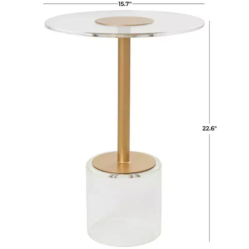 Olivia & May Acrylic Accent Table: Gold Stand, No Assembly, Indoor Use, Modern Style, 23" Height