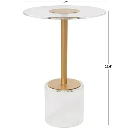 Olivia & May Acrylic Accent Table: Gold Stand, No Assembly, Indoor Use, Modern Style, 23" Height