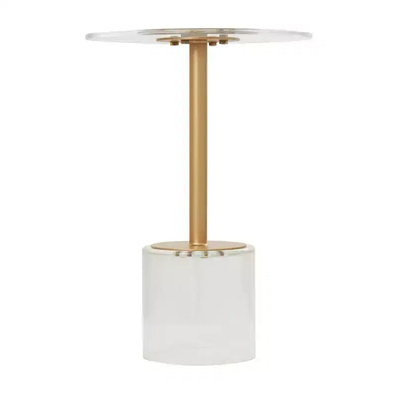 Olivia & May Acrylic Accent Table: Gold Stand, No Assembly, Indoor Use, Modern Style, 23" Height