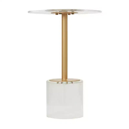 Olivia & May Acrylic Accent Table: Gold Stand, No Assembly, Indoor Use, Modern Style, 23" Height