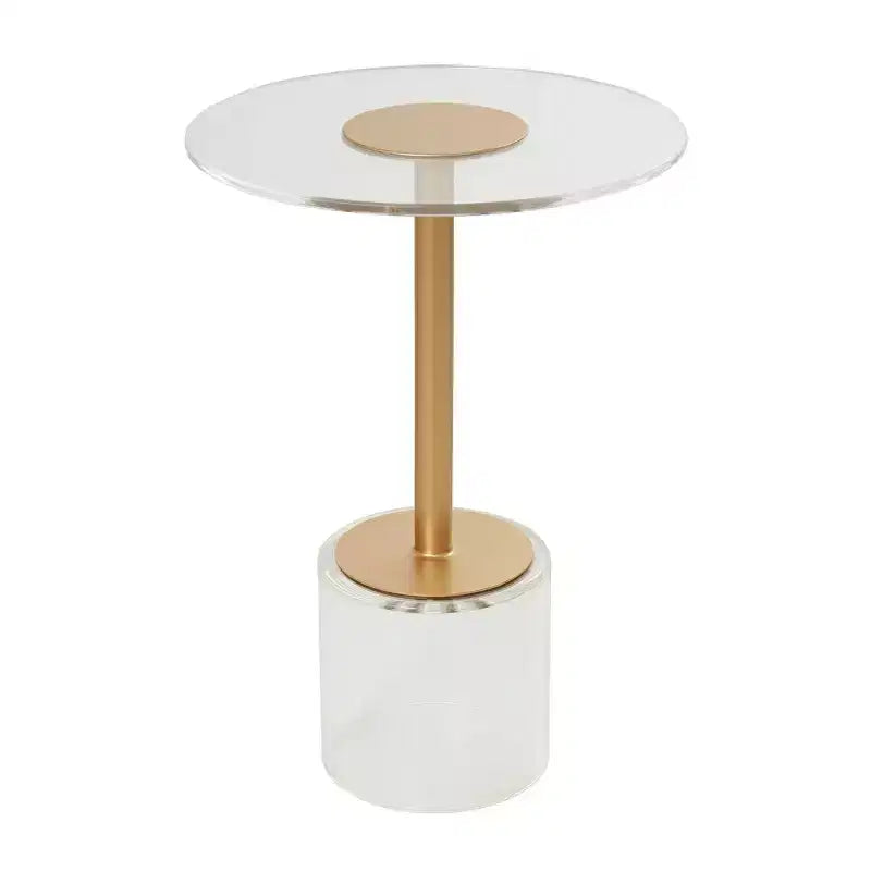 Olivia & May Acrylic Accent Table: Gold Stand, No Assembly, Indoor Use, Modern Style, 23" Height