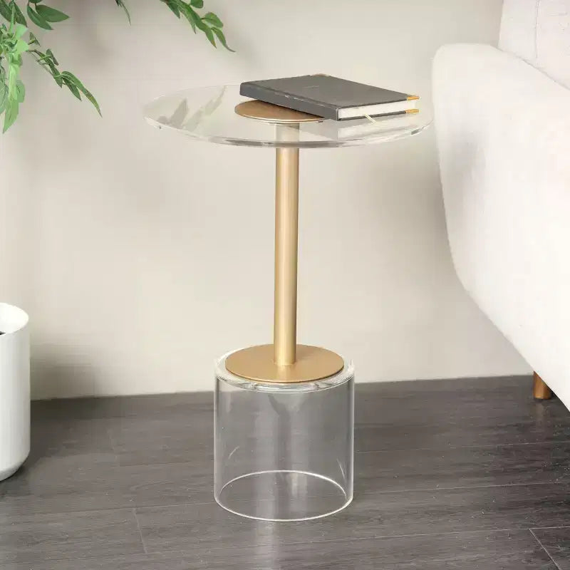 Olivia & May Acrylic Accent Table: Gold Stand, No Assembly, Indoor Use, Modern Style, 23" Height