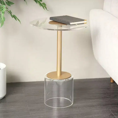 Olivia & May Acrylic Accent Table: Gold Stand, No Assembly, Indoor Use, Modern Style, 23" Height