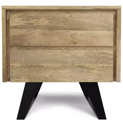 Tavolino WyndenHall Mitchell Naturale: Legno di Mango, Design Industriale Moderno, Ferramenta in Metallo, Cassetto Contenitore