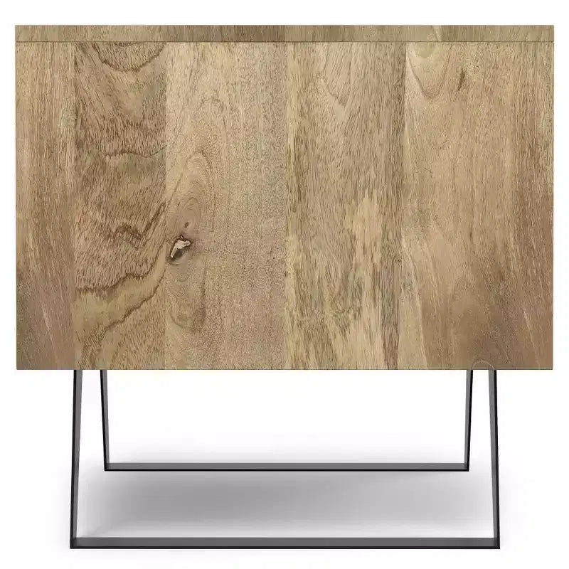Tavolino WyndenHall Mitchell Naturale: Legno di Mango, Design Industriale Moderno, Ferramenta in Metallo, Cassetto Contenitore