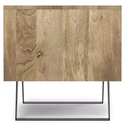Tavolino WyndenHall Mitchell Naturale: Legno di Mango, Design Industriale Moderno, Ferramenta in Metallo, Cassetto Contenitore