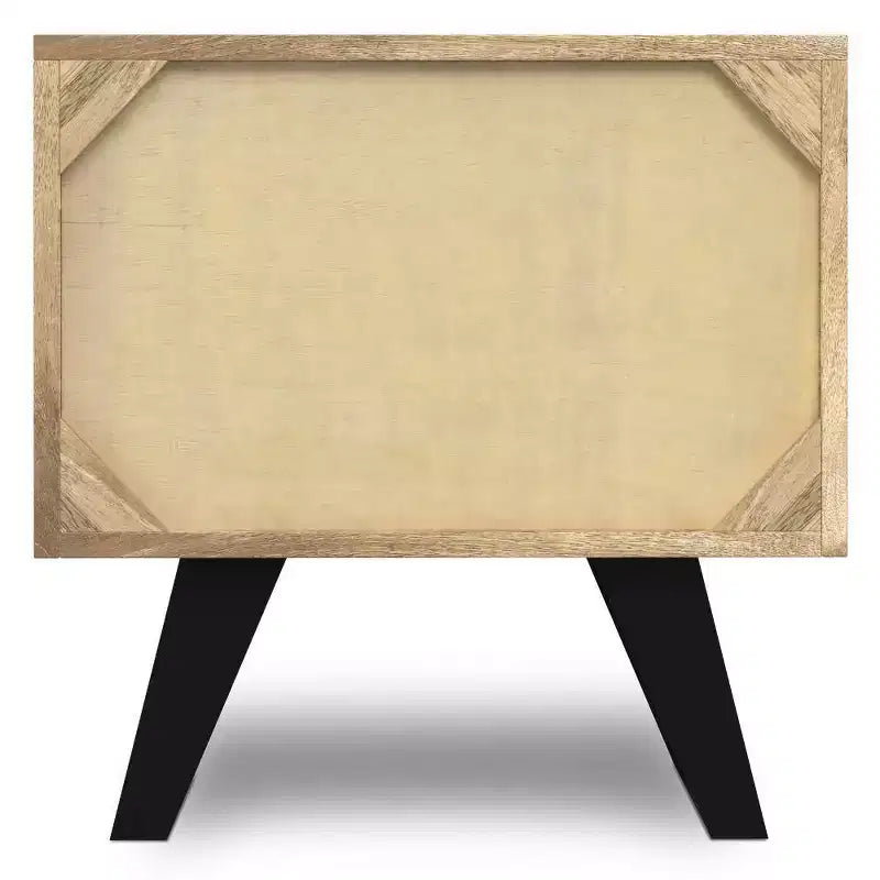 Tavolino WyndenHall Mitchell Naturale: Legno di Mango, Design Industriale Moderno, Ferramenta in Metallo, Cassetto Contenitore