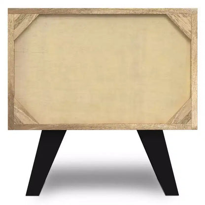 Tavolino WyndenHall Mitchell Naturale: Legno di Mango, Design Industriale Moderno, Ferramenta in Metallo, Cassetto Contenitore