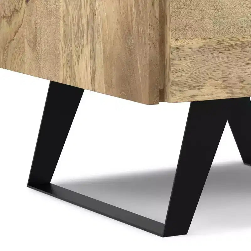 Tavolino WyndenHall Mitchell Naturale: Legno di Mango, Design Industriale Moderno, Ferramenta in Metallo, Cassetto Contenitore