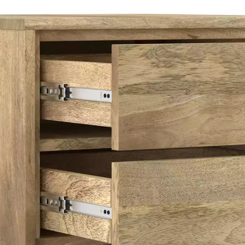 Tavolino WyndenHall Mitchell Naturale: Legno di Mango, Design Industriale Moderno, Ferramenta in Metallo, Cassetto Contenitore