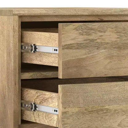 Tavolino WyndenHall Mitchell Naturale: Legno di Mango, Design Industriale Moderno, Ferramenta in Metallo, Cassetto Contenitore