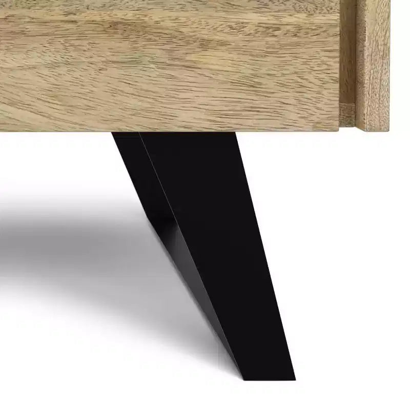 Tavolino WyndenHall Mitchell Naturale: Legno di Mango, Design Industriale Moderno, Ferramenta in Metallo, Cassetto Contenitore