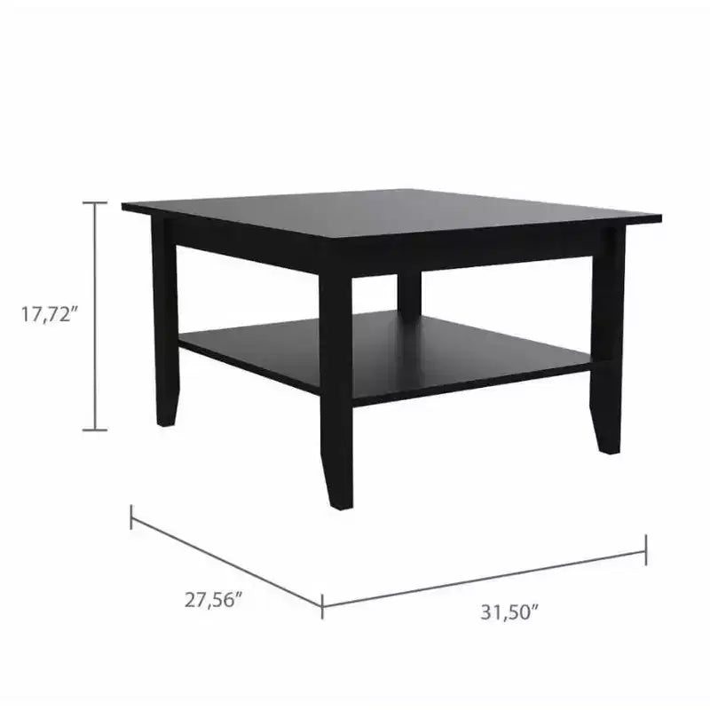 Trieste Coffee Table Black - Boahaus: Modern Minimalist Design, 31.5"x27.5" Surface, Lower Shelf