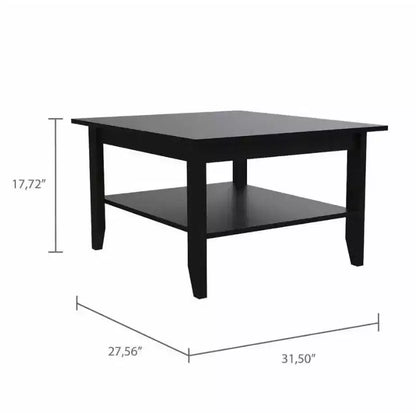 Trieste Coffee Table Black - Boahaus: Modern Minimalist Design, 31.5"x27.5" Surface, Lower Shelf