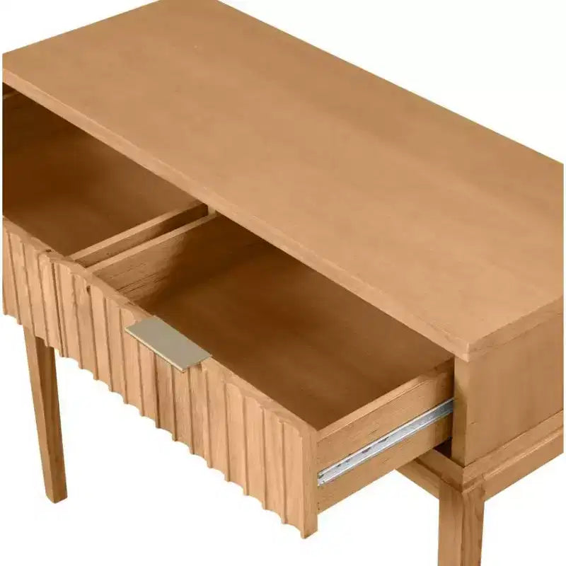 Nathan James Set of 2 Boho Wood Fluted Console Tables Brown