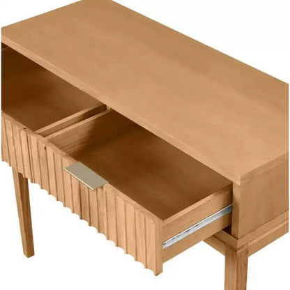 Nathan James Set of 2 Boho Wood Fluted Console Tables Brown