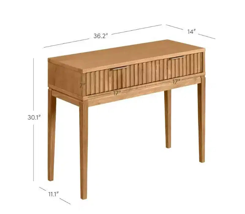 Nathan James Set of 2 Boho Wood Fluted Console Tables Brown