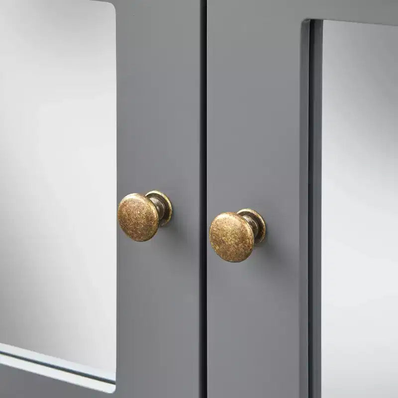 Lifestorey Matteo Armadietto Moderno con Ante a Specchio Grigio Antracite: Stile Moderno Rustico, Maniglie in Ottone, Ripiano Regolabile