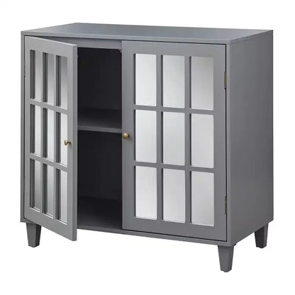 Lifestorey Matteo Armadietto Moderno con Ante a Specchio Grigio Antracite: Stile Moderno Rustico, Maniglie in Ottone, Ripiano Regolabile