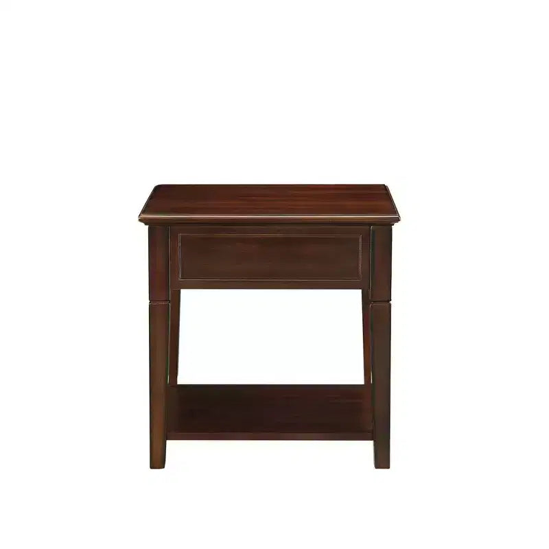 Acme Furniture Malachi End Table Walnut: Rectangular Side Table with Storage Drawer and Shelf