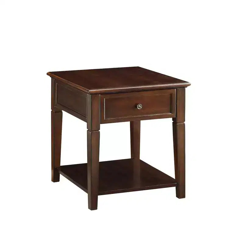 Acme Furniture Malachi End Table Walnut: Rectangular Side Table with Storage Drawer and Shelf