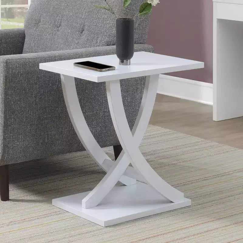 Breighton Home Newport Criss-Cross Chairside End Table in White