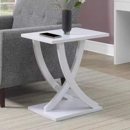 Breighton Home Newport Criss-Cross Chairside End Table in White
