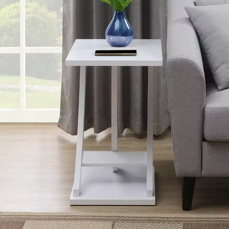 Breighton Home Newport Criss-Cross Chairside End Table in White