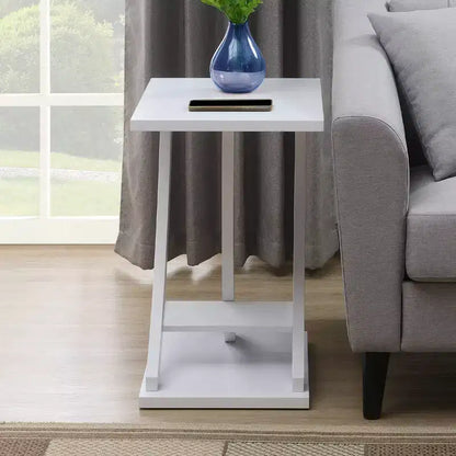 Breighton Home Newport Criss-Cross Chairside End Table in White