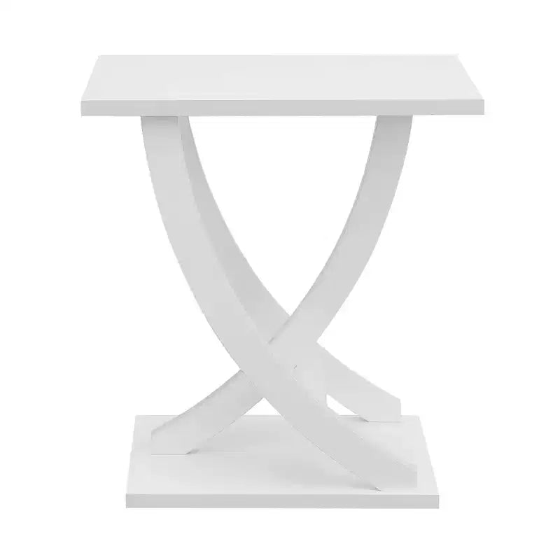 Breighton Home Newport Criss-Cross Chairside End Table in White
