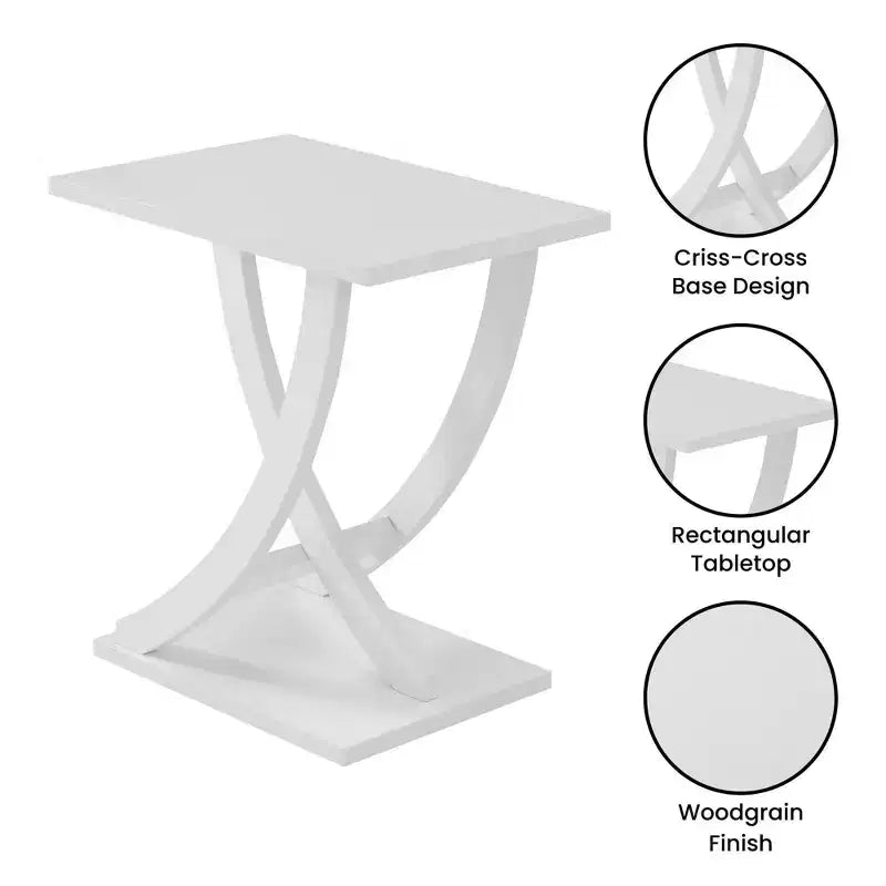Breighton Home Newport Criss-Cross Chairside End Table in White