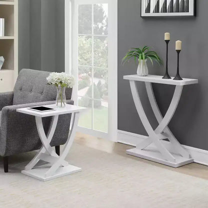 Breighton Home Newport Criss-Cross Chairside End Table in White