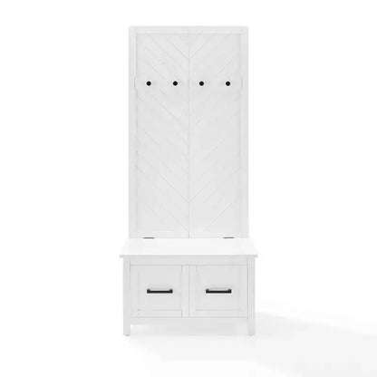 Kayce Hall Tree White - Crosley: Mudroom Storage Solution, Entryway Organizer with 4 Hooks, Veneer Finish