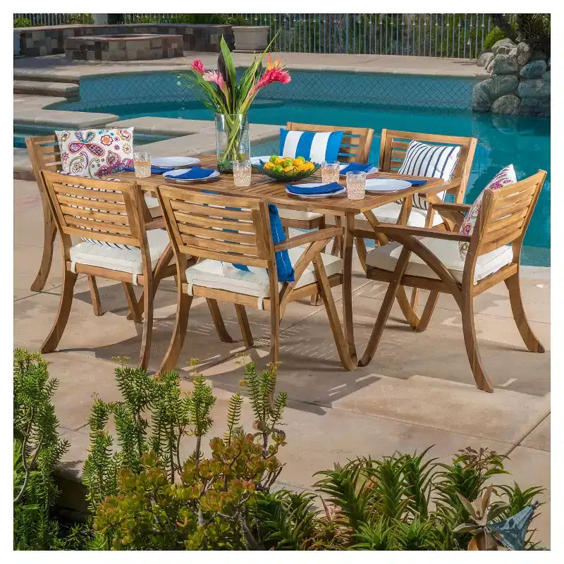 Hermosa 7pc Acacia Dining Set - Christopher Knight Home