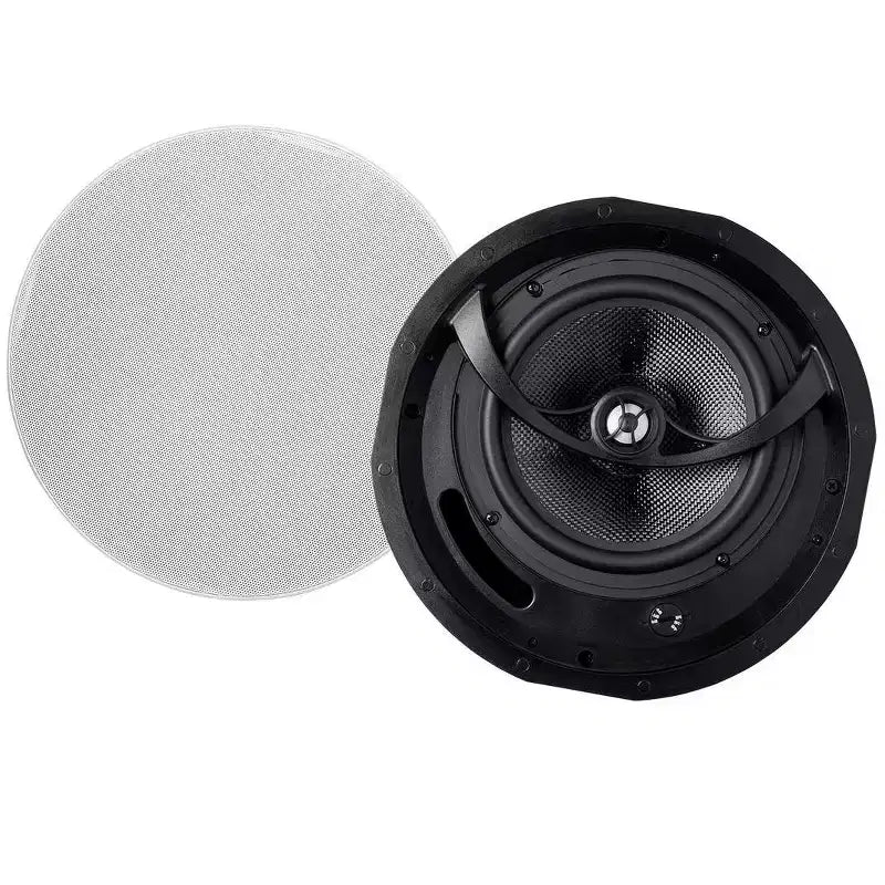 Monoprice 2-Way Carbon Fiber Ceiling Speakers - 8 Inch (Pair) With Paintable Magnetic Grille - Alpha Series
