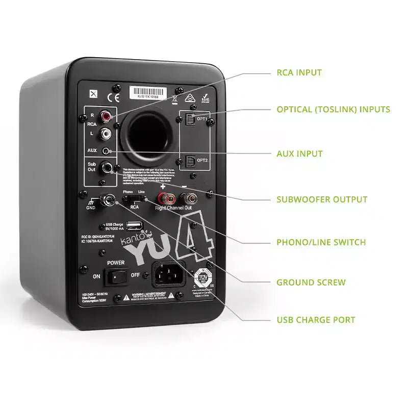Kanto YU4 Altoparlanti Attivi da Scaffale con Bluetooth Integrato - Coppia