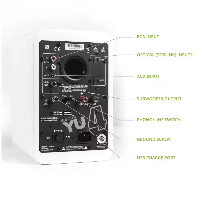 Kanto YU4 Altoparlanti Attivi da Scaffale con Bluetooth Integrato - Coppia