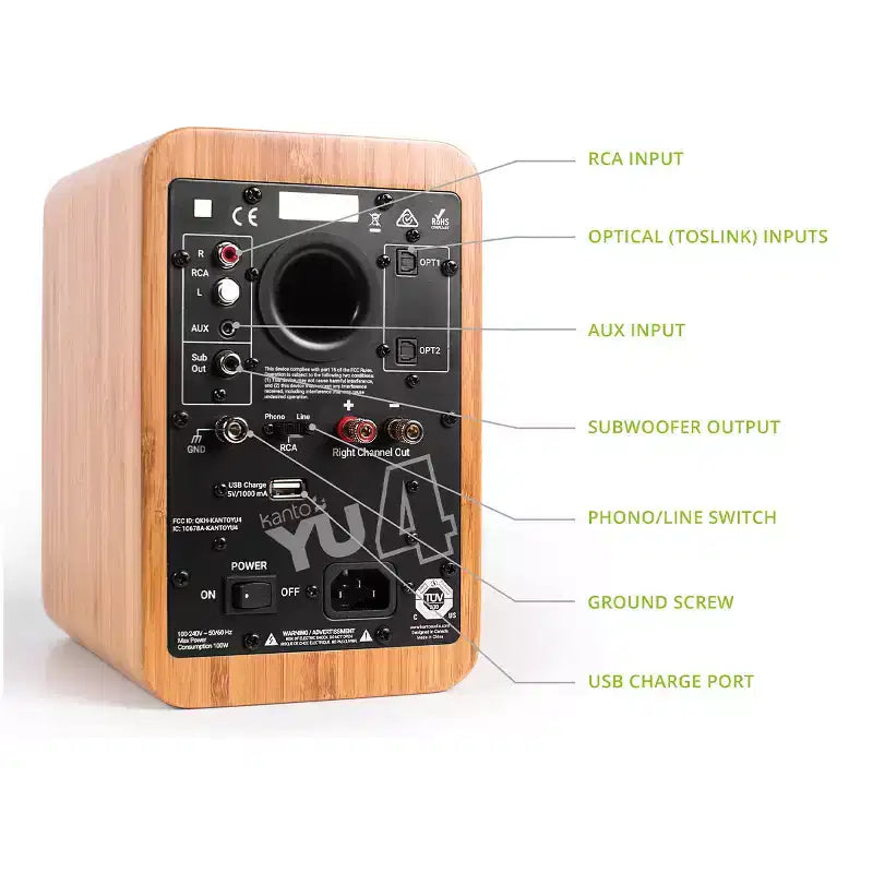 Kanto YU4 Altoparlanti Attivi da Scaffale con Bluetooth Integrato - Coppia