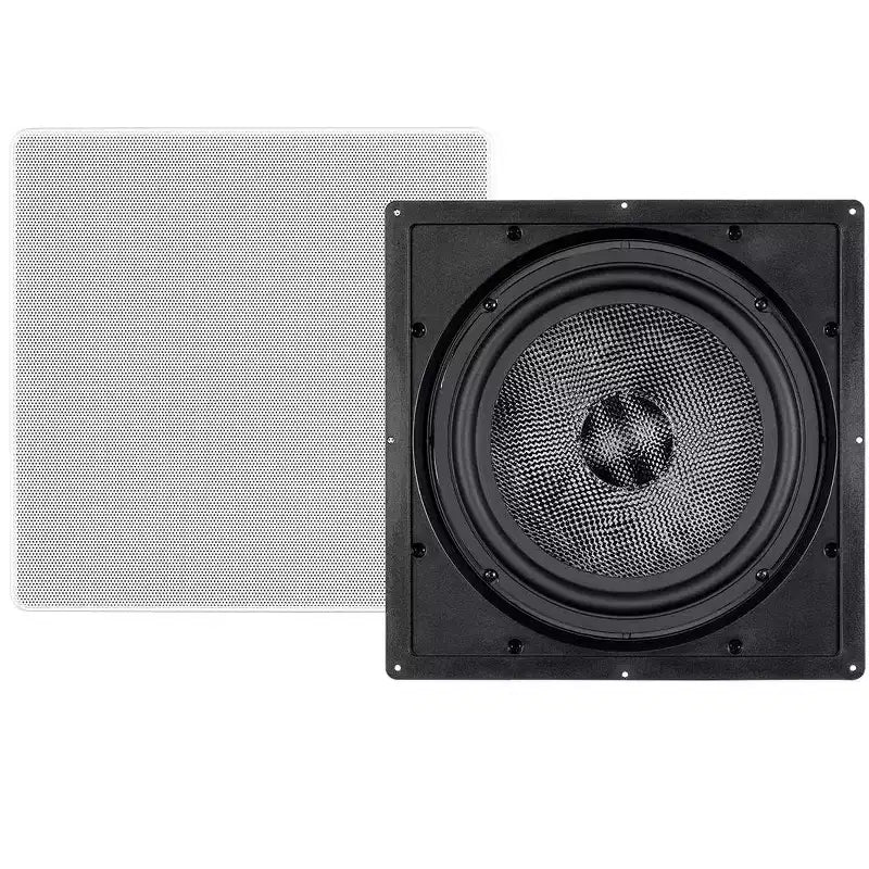 Monoprice Carbon Fiber In-Wall Speaker - 10 Inch (Each) 300 Watt Subwoofer, Easy Install For Home Theater - Alpha Series