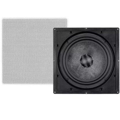 Monoprice Carbon Fiber In-Wall Speaker - 10 Inch (Each) 300 Watt Subwoofer, Easy Install For Home Theater - Alpha Series